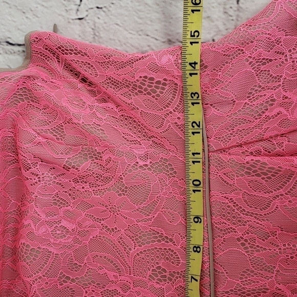 Jessica Simpson Tank Dress Fit Flare Pockets Salmon Pink Lace over Taupe 10 EUC - Picture 10 of 13